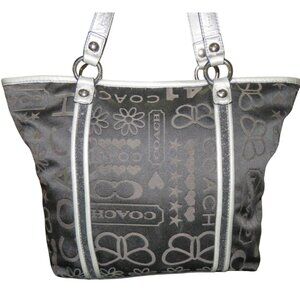 Coach 2010 Poppy Black & Silver Bandana Glitter Graffiti Butterfly Canvas Tote